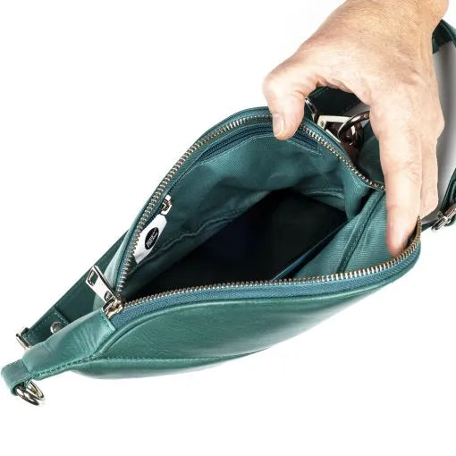 Nahkainen BumBag Harriet olkalaukku smaragdin vihreä