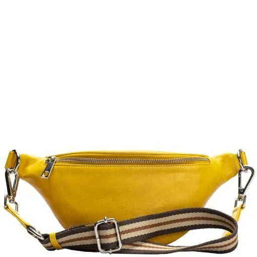 Nahkainen BumBag Harriet olkalaukku keltainen
