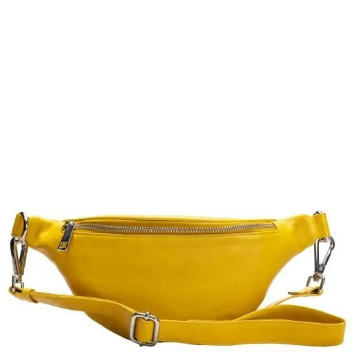 Nahkainen BumBag Harriet olkalaukku keltainen