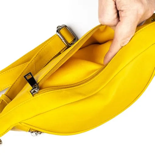 Nahkainen BumBag Harriet olkalaukku keltainen