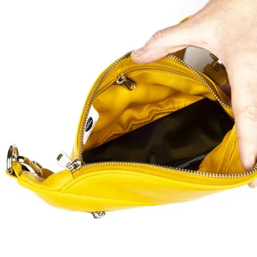 Nahkainen BumBag Harriet olkalaukku keltainen