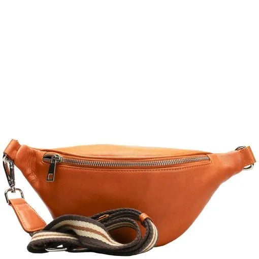 Nahkainen BumBag Harriet olkalaukku oranssi
