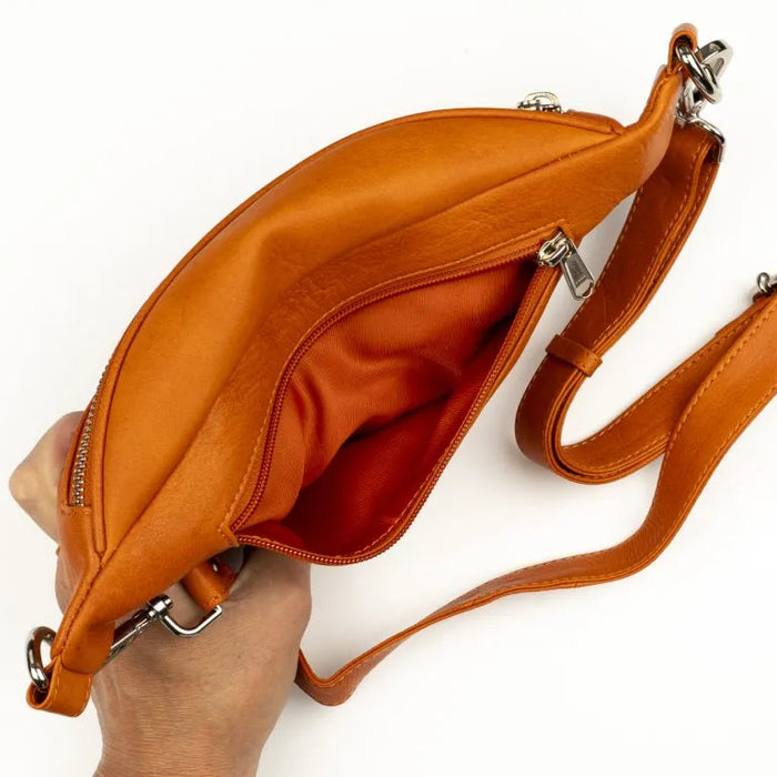 Nahkainen BumBag Harriet olkalaukku oranssi