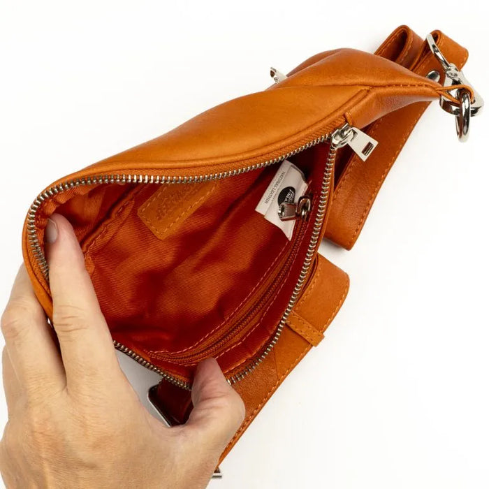 Nahkainen BumBag Harriet olkalaukku oranssi