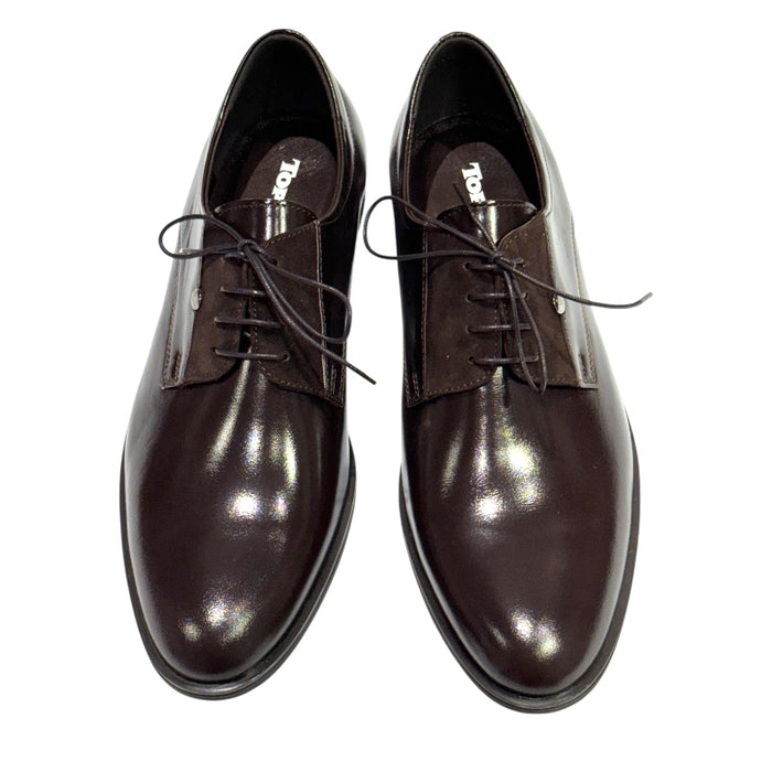 Topman miesten nahkaiset juhlakengät tumman ruskea