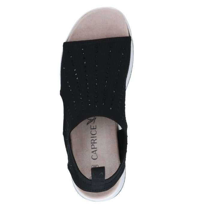 Caprice kimaltavat tekstiilisandaalit musta