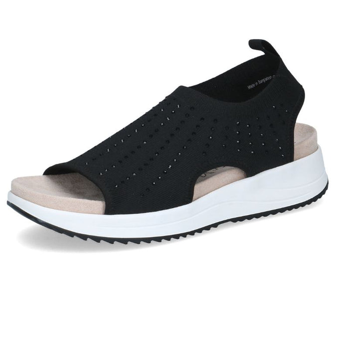 Caprice kimaltavat tekstiilisandaalit musta