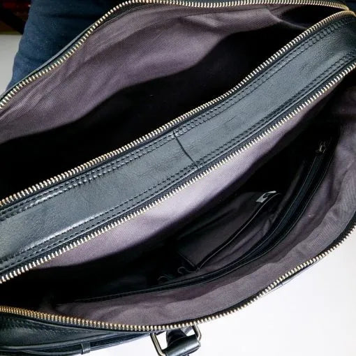 Nahkainen tietokonesalkku A. Eriksson Gullkrona Greg musta