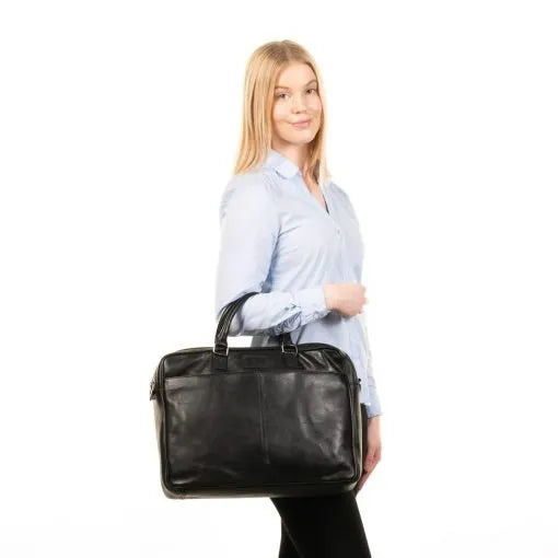 Nahkainen tietokonesalkku A. Eriksson Gullkrona Greg musta