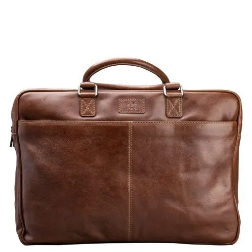 Nahkainen tietokonesalkku A. Eriksson Gullkrona Greg ruskea