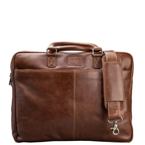 Nahkainen tietokonesalkku A. Eriksson Gullkrona Greg ruskea