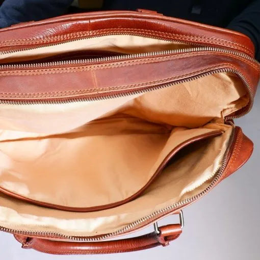 Nahkainen tietokonesalkku A. Eriksson Gullkrona Greg ruskea