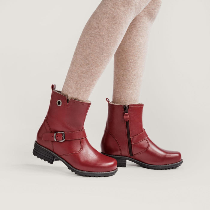 Piqant naisten lammasturkisvuoriset nilkkurit viininpunainen