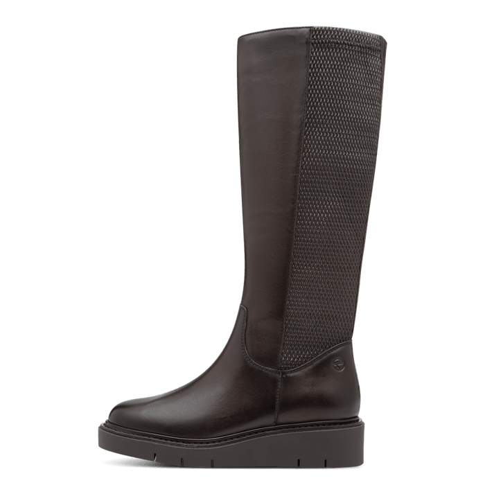 Tamaris Comfort H-lestiset nahkasaappaat stretch varsi ruskea