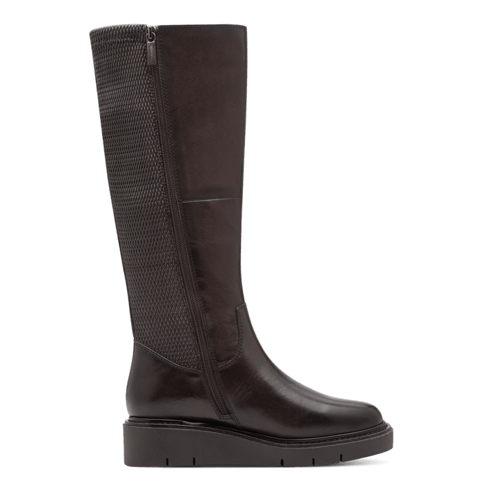 Tamaris Comfort H-lestiset nahkasaappaat stretch varsi ruskea