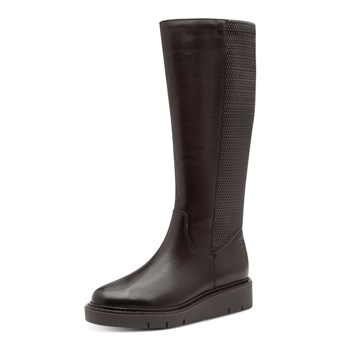 Tamaris Comfort H-lestiset nahkasaappaat stretch varsi ruskea