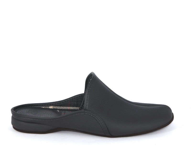 Nahkaiset aamutossut miehille -musta