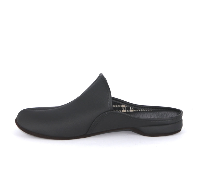 Nahkaiset aamutossut miehille -musta